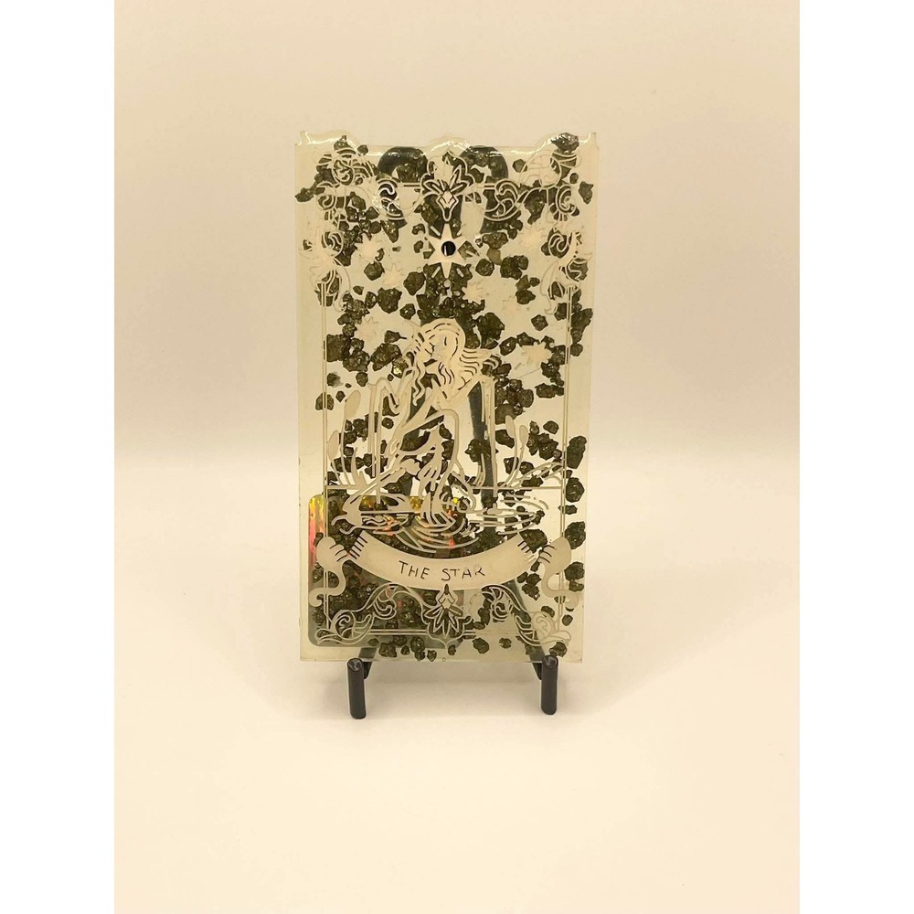 The Star Tarot Card Resin Incense Stick Holder with Pyrite Stones‎ Handmade